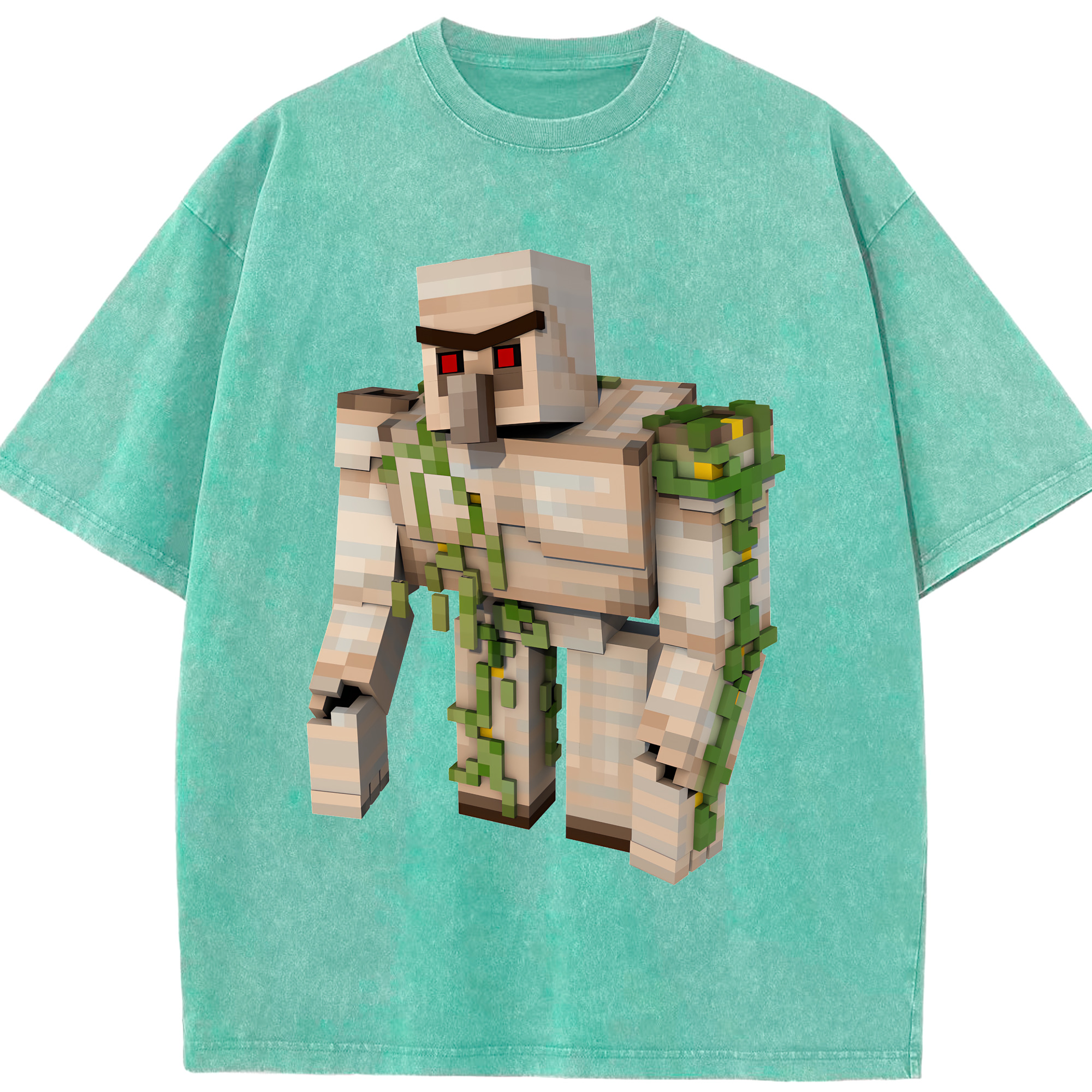 （画像用） マインクラフト ブロックの世界 Minecraft MC Block world 綿100% ヴィンテージ風 半袖Tシャツ（フロントプリント）